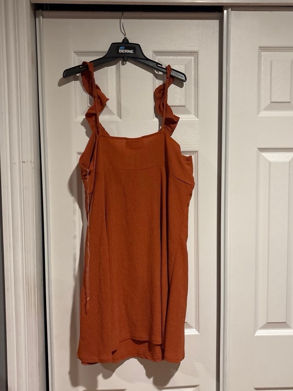 Grounded Rust Ruffle-Strap Dress - Picture 2 of 3